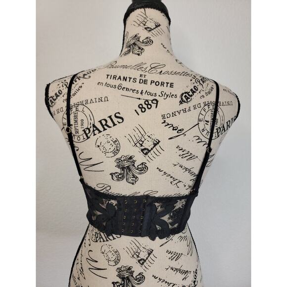 Victorias Secret Corset Bralette Top XS Black Sexy Lace V Neck Boning Black NEW - Picture 4 of 10